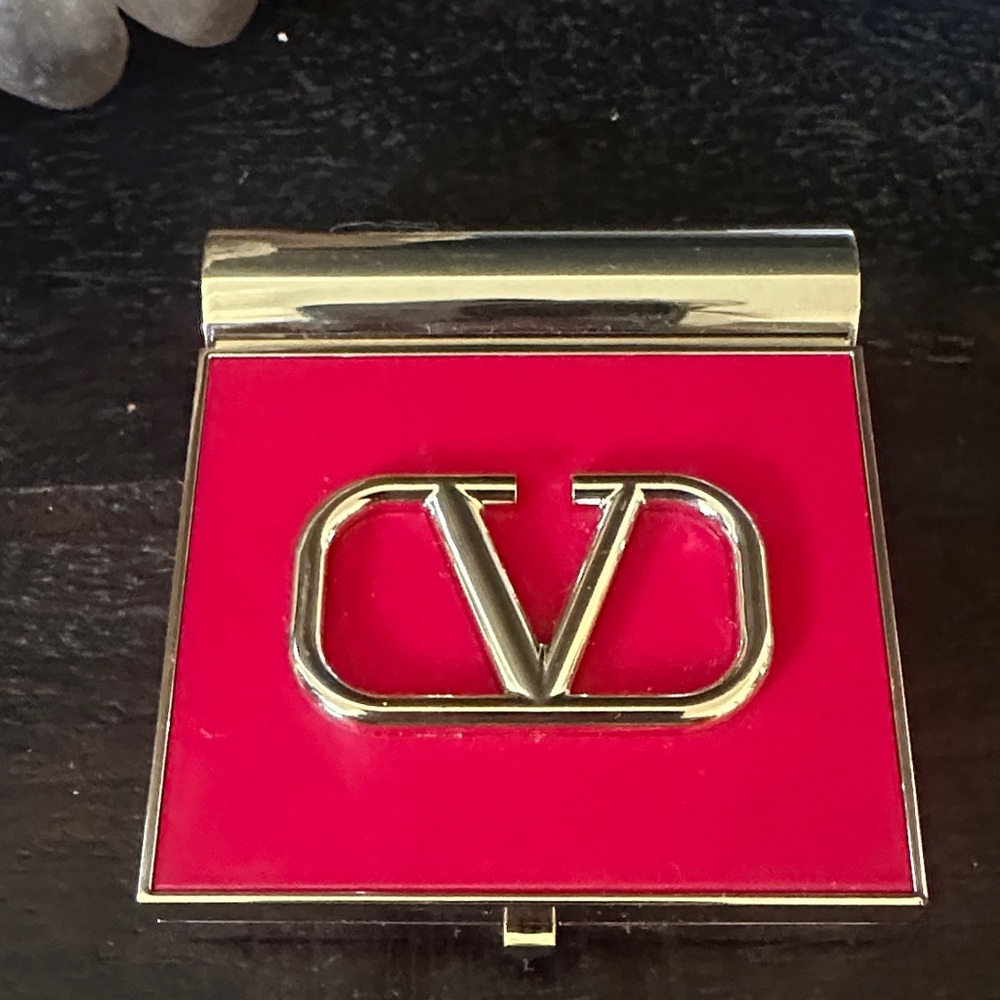 Valentino Red and Gold Logo Compact